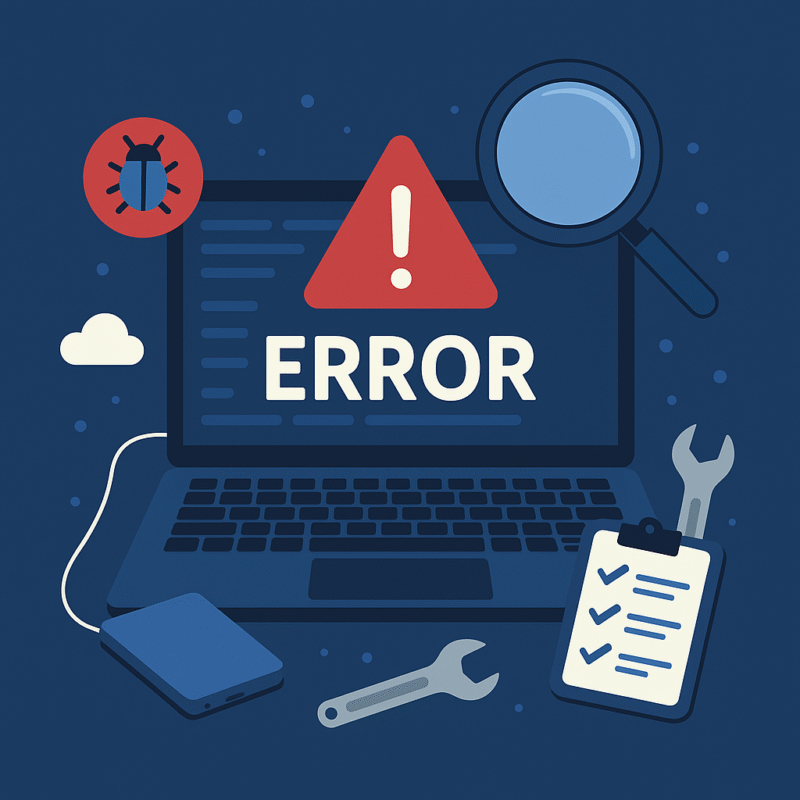 راهنمای کامل رفع خطاهای نرم‌افزاری لپ‌تاپ؛ از کندی سیستم و صفحه آبی تا مشکلات بوت و شبکه. آموزش گام‌به‌گام عیب‌یابی و تعمیر نرم‌افزار لپ‌تاپ به زبان ساده.